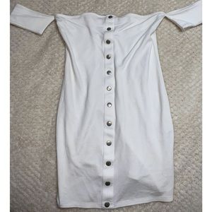 Off the shoulder button up mini dress